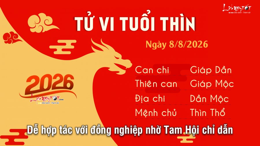 Tu vi hang ngay 8/8/2026 cua 12 con giap - Thin