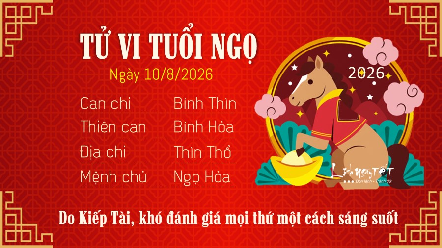 Tu vi hang ngay 10/8/2026 cua 12 con giap - Ngo