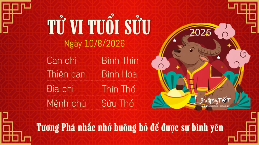 Tu vi hang ngay 10/8/2026 cua 12 con giap - Suu