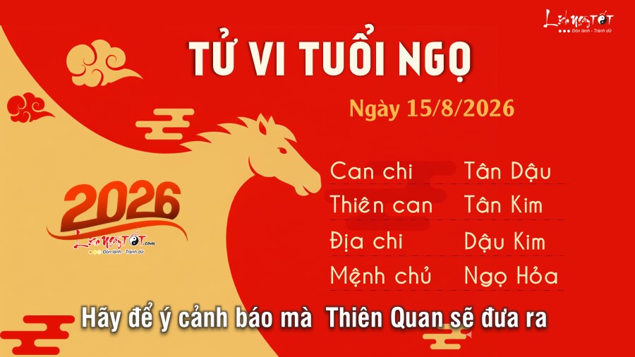 Tu vi hang ngay 15/8/2026 cua 12 con giap - Ngo