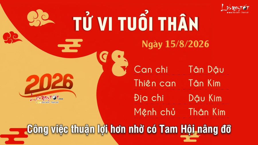 Tu vi hang ngay 15/8/2026 cua 12 con giap - Than