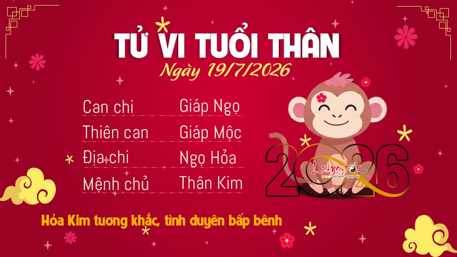 Tu vi hang ngay 19/7/2026 - Than