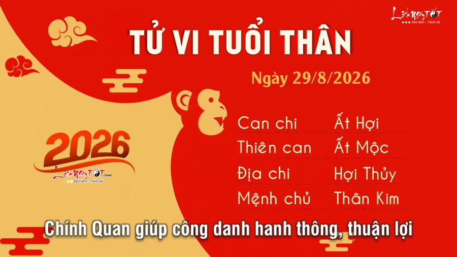 Tu vi hang ngay 29/8/2026 cua 12 con giap - Than