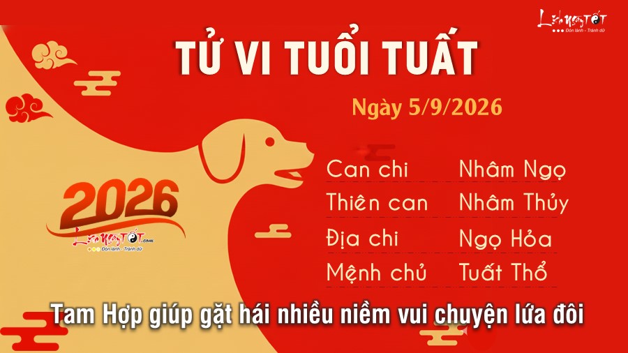 Tử vi hàng ngày 5/9/2026 của 12 con giáp - Tuất Tu vi hang ngay 5/9/2026 cua 12 con giap - Tuat