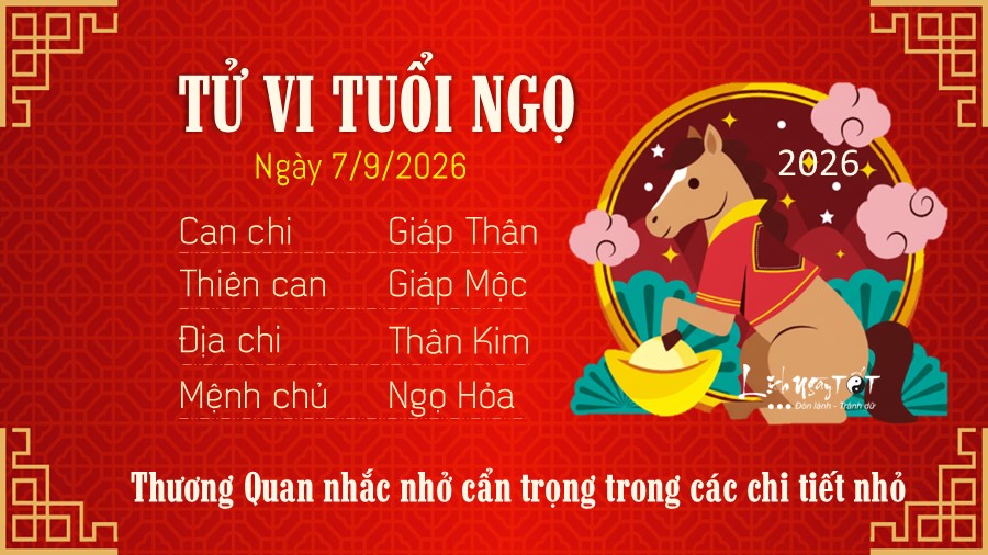 Tu vi hang ngay 7/9/2026 cua 12 con giap - Ngo
