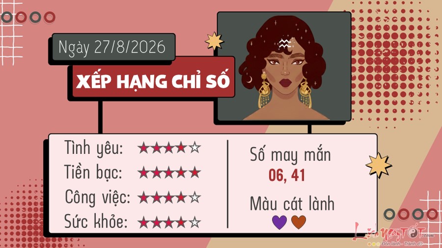 Tu vi thu 5 ngay 27/8/2026 cua 12 cung hoang dao - Bao binh