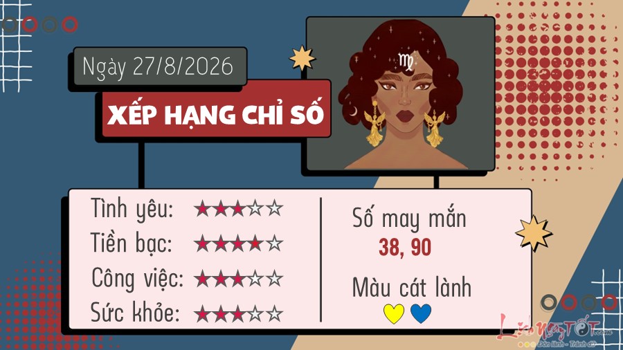 Tu vi thu 5 ngay 27/8/2026 cua 12 cung hoang dao - Xu Nu