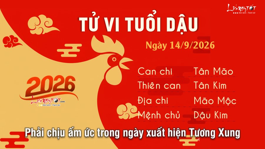 Tử vi hàng ngày 14/9/2026 của 12 con giáp - Dậu Tu vi hang ngay 14/9/2026 cua 12 con giap - Dau