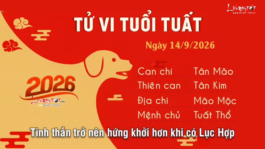 Tử vi hàng ngày 14/9/2026 của 12 con giáp - Tuất Tu vi hang ngay 14/9/2026 cua 12 con giap - Tuat