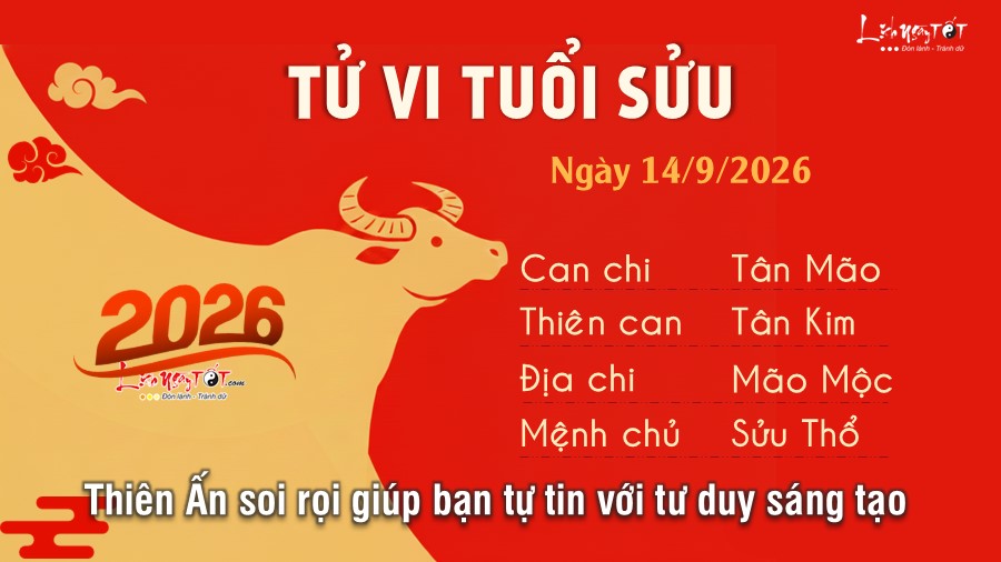 Tử vi hàng ngày 14/9/2026 của 12 con giáp - Sửu Tu vi hang ngay 14/9/2026 cua 12 con giap - Suu