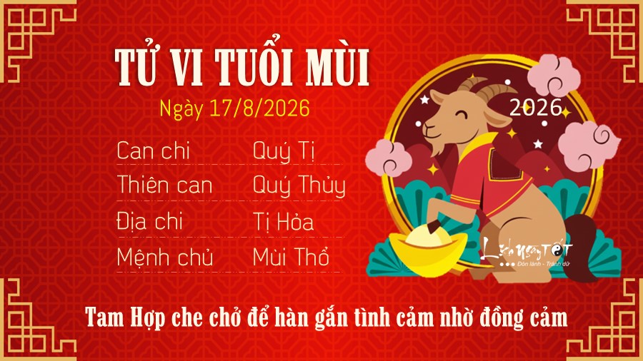 Tu vi hang ngay 17/8/2026 cua 12 con giap - Mui