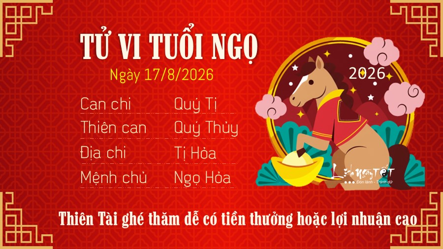 Tu vi hang ngay 17/8/2026 cua 12 con giap - Ngo
