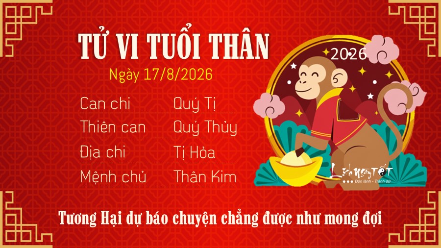 Tu vi hang ngay 17/8/2026 cua 12 con giap - Than