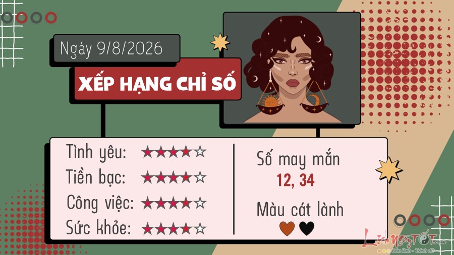 Tu vi hang ngay 9 8 2026 cua 12 cung hoang dao - Thien Binh