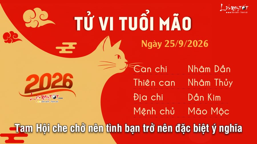 Tử vi hàng ngày 25/9/2026 của 12 con giáp - Mão Tu vi hang ngay 25/9/2026 cua 12 con giap - Mao