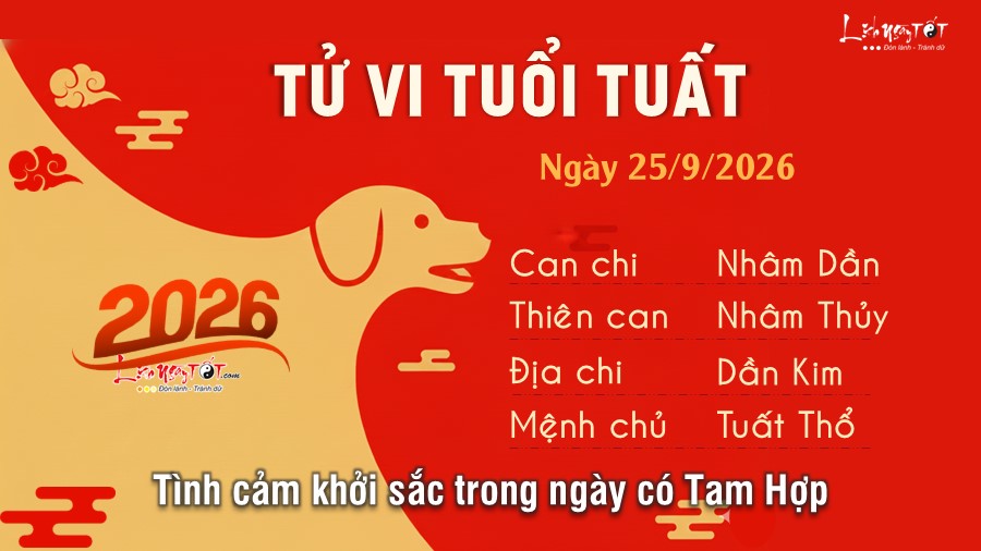 Tử vi hàng ngày 25/9/2026 của 12 con giáp - Tuất Tu vi hang ngay 25/9/2026 cua 12 con giap - Tuat