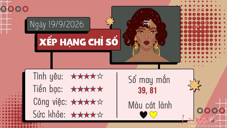 Tu vi thu 7 ngay 19/9/2026 cua 12 cung hoang dao - Bao Binh