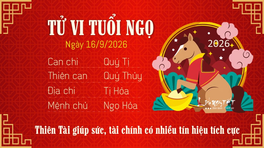 Tử vi hàng ngày 16/9/2026 của 12 con giáp - Ngọ Tu vi hang ngay 16/9/2026 cua 12 con giap - Ngo