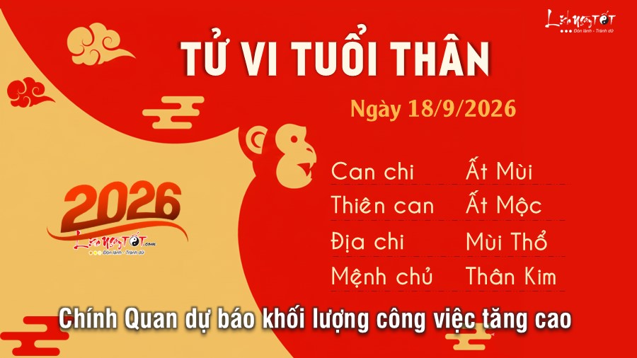 Tử vi hàng ngày 18/9/2026 của 12 con giáp - Thân Tu vi hang ngay 18/9/2026 cua 12 con giap - Than