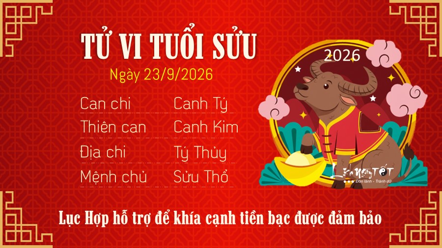 Tử vi hàng ngày 23/9/2026 của 12 con giáp - Sửu Tu vi hang ngay 23/9/2026 cua 12 con giap - Suu