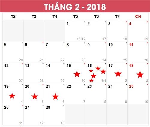 Lịch nghỉ Tết âm lịch năm 2018 Lich nghi Tet am lich nam 2018